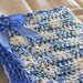 Baby Blanket Boy Handmade Afghan in Cotton with Satin Trim, Keepsake Baby Shower Gift