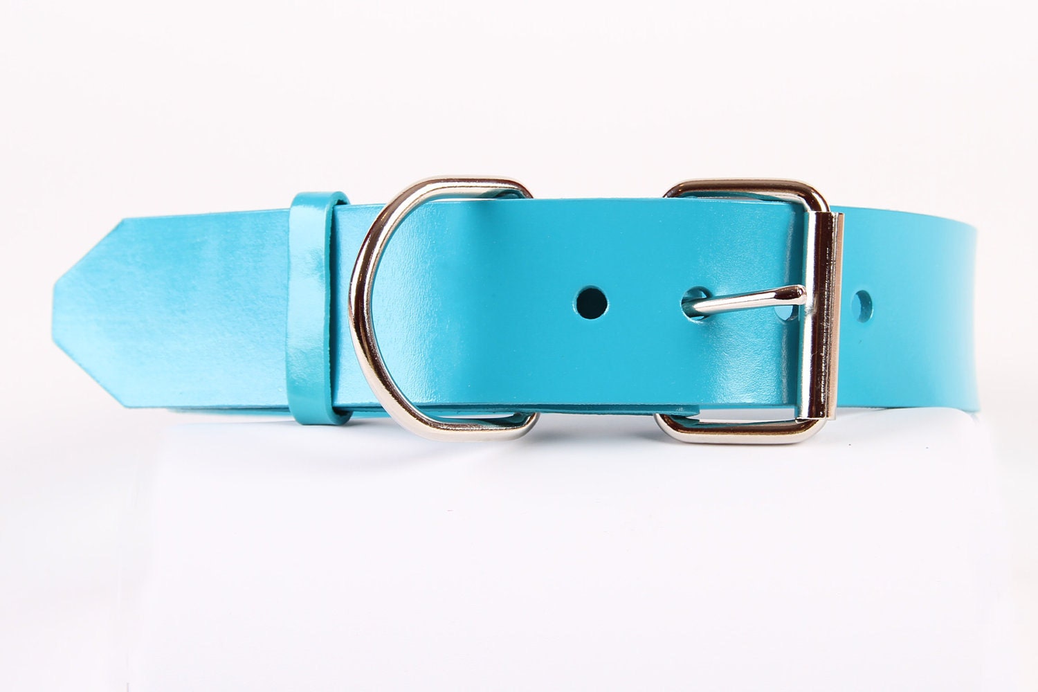 Turquoise Leather BIG Dog Collar