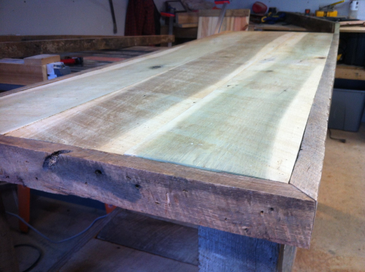 Reclaimed Work Table made from Oak and Poplar