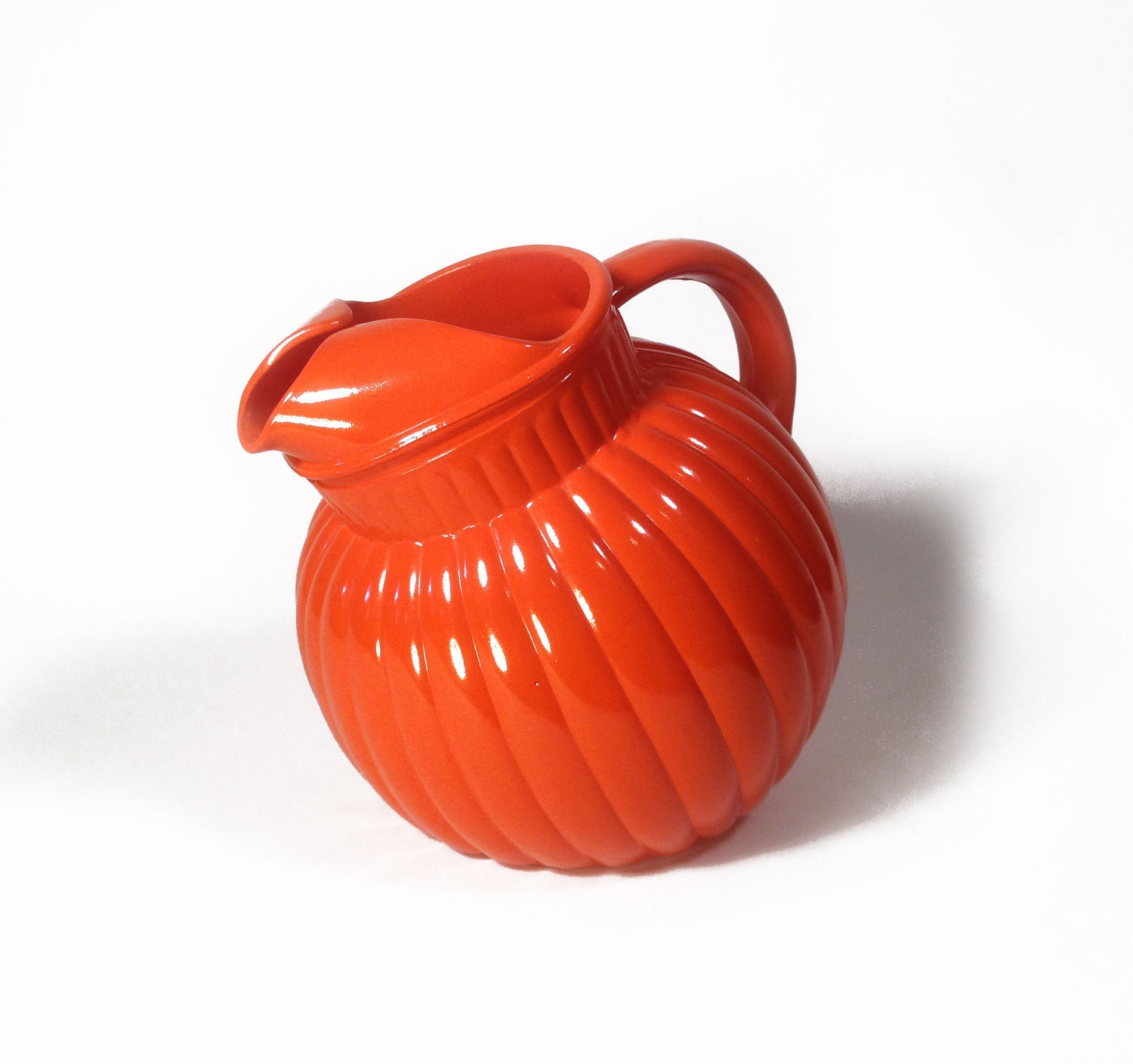 Orange Anchor Hocking Rainbow Depression Glass Swirl Pitcher