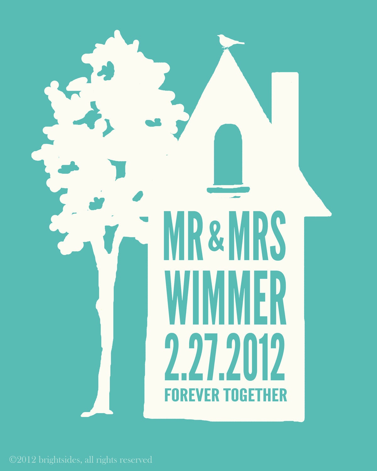 Mr & Mrs House - 11x14" - Wedding Gift