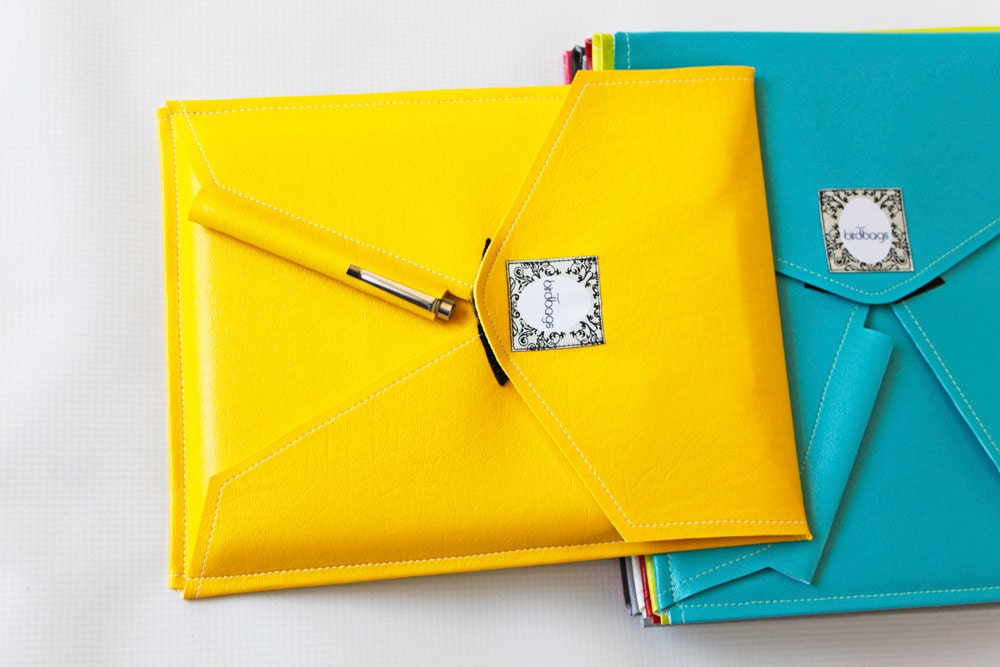 New iPad Case - Yellow Faux Leather - Tablet / E-reader Sleeve - VEGAN - Birdbags "Bird Pad"