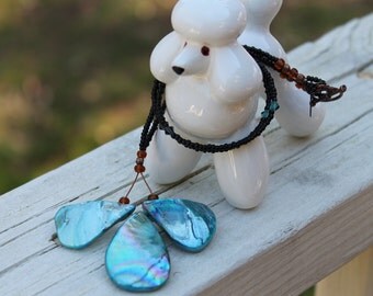 FREE SHIPPING Keaoi - Statement Necklace Turquoise Shells Crystals Beaded Necklace (Bridal, Resort, Beachy) FREE Gift Box