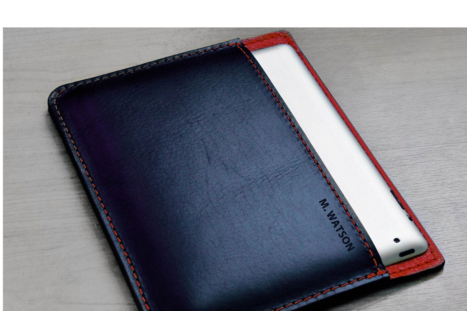 Gorgeous NAPA leather Red & Black Ipad 3, Ipad 4 sleeve. Half case.
