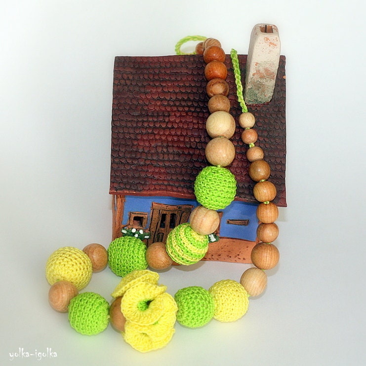 Teething necklace - Nursing Necklace for mom - Teething necklace - Breastfeeding - Crochet Necklace - eco friendly
