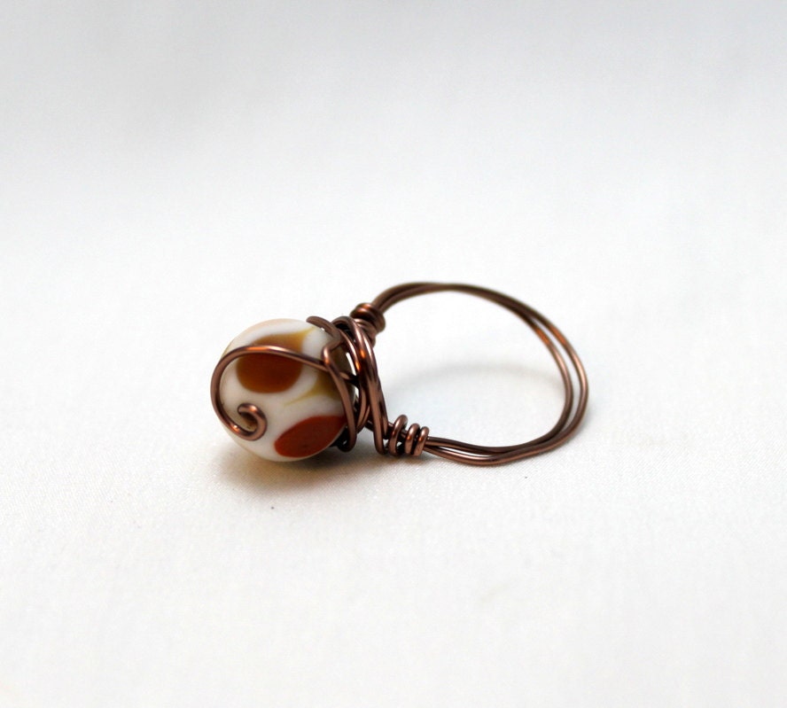 Cirque du Soleil -  Wire Wrapped Bead Ring - Size 8 1/2 - READY to SHIP
