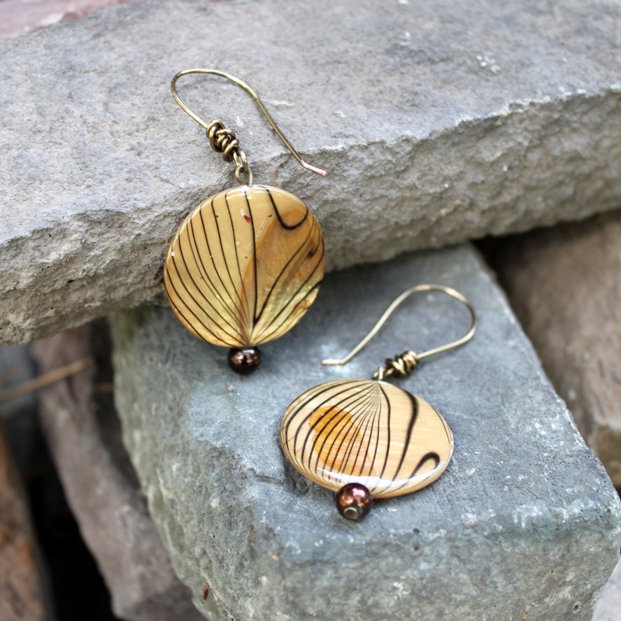 Disco Wood-Look Bead Earrings - READY TO SHIP