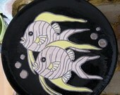 mid century vintage angel fish Ceramic Plate.