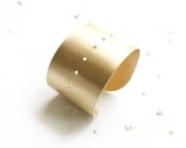 Wide Gold Pierced Cuff / brushed brass statement bracelet with dots / geometric jewelry / spring fashion