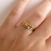 Thin Turquoise Rings - Stacking Rings - Set of Three - Gold Plated