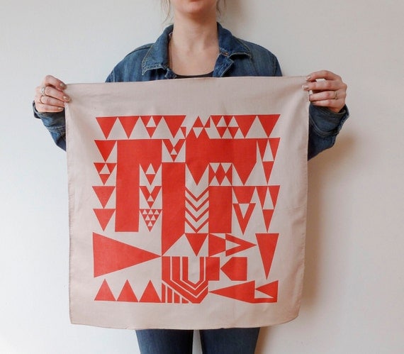 Vienna triangles hand printed cotton scarf