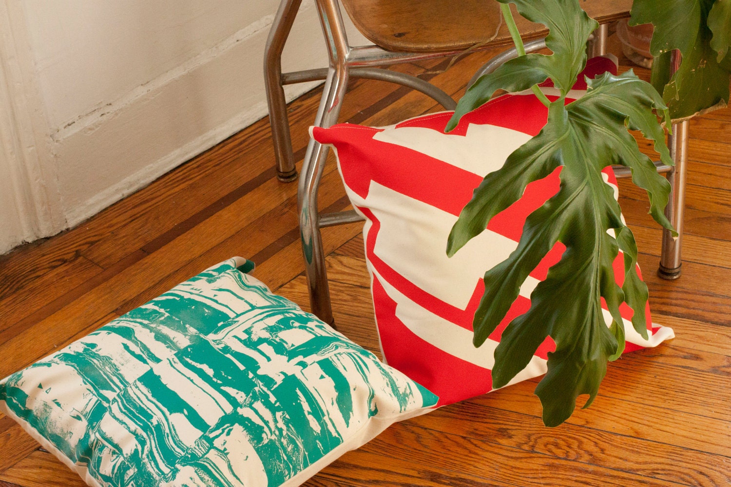 Shore Drive Hand-Printed Pillow Cover in Red