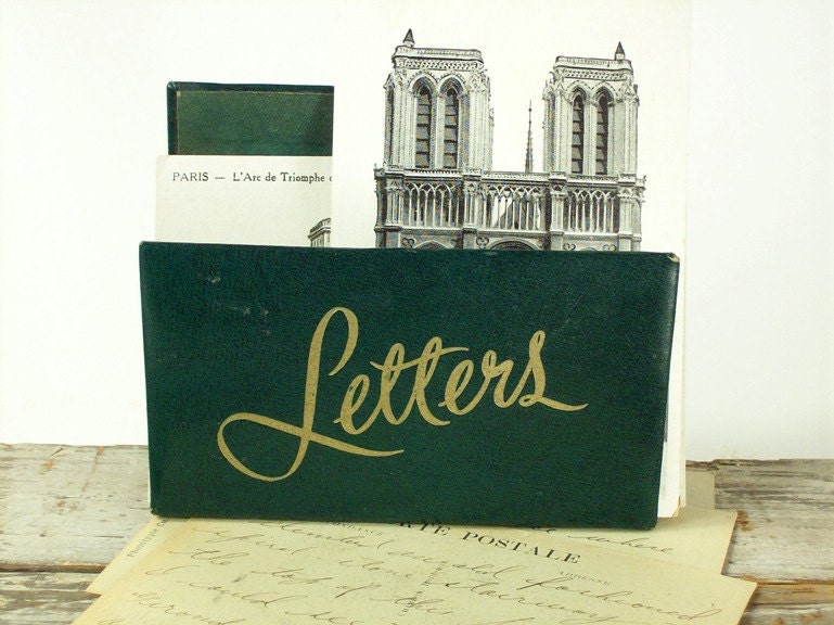 Letter Holder Mail Holder Mid Century Green Gold