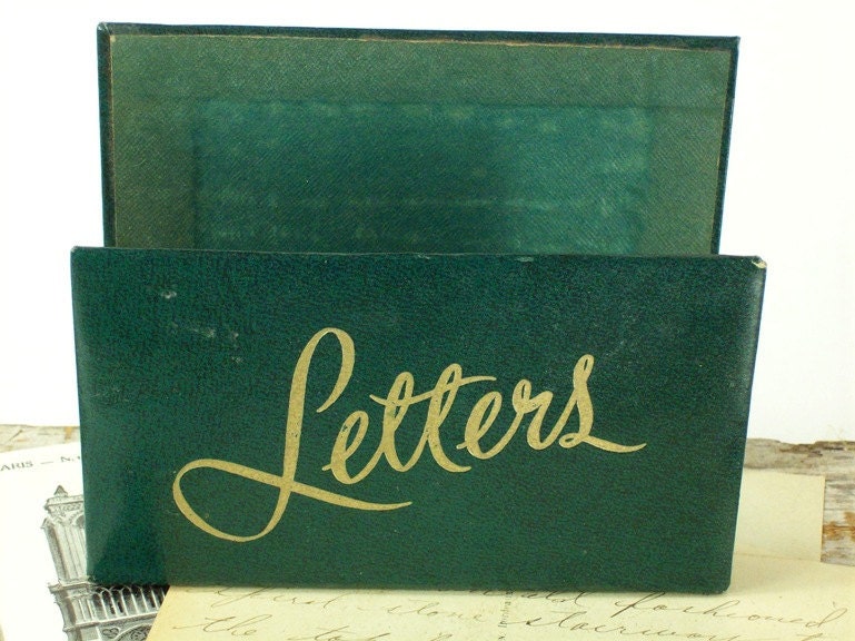 Letter Holder Mail Holder Mid Century Green Gold