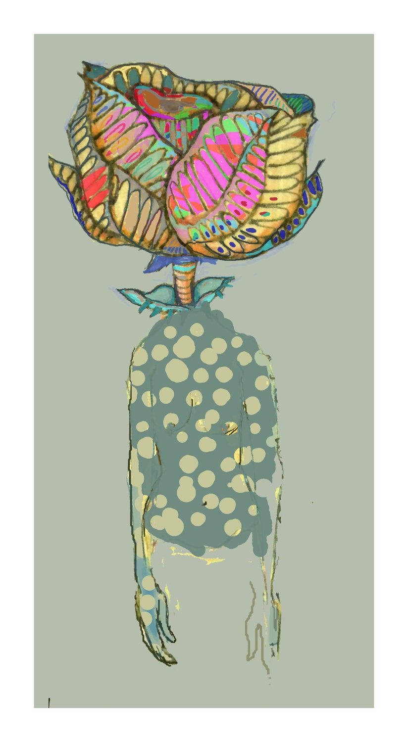 Print of an original ink drawing: "Rose" 2