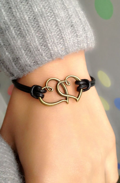 Antique brass Love Forever charm wish bracelet
