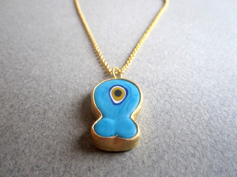 Evil Eye Baby Blue Fish Necklace
