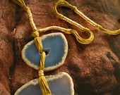 Blue Agate Double Pendant  Necklace