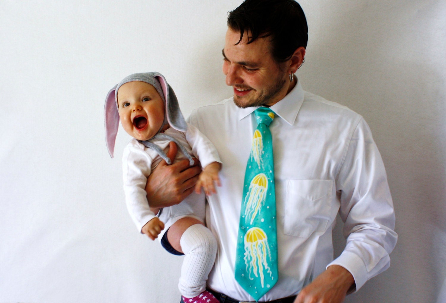RESERVED for Susanna Lu. Silk Men's Tie, Jellyfish, Hand Painted, Turquoise, Perfect Father's Day Gift