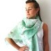 Mint Green Silk Scarf - Apple Blossoms - Hand Painted Silk Scarf - Spring Fashion