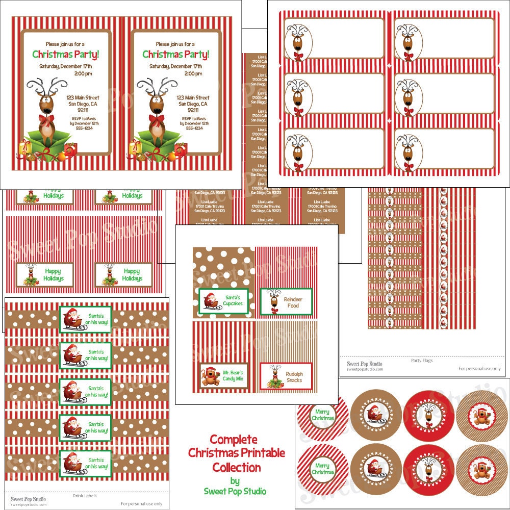 Christmas Printable Party Pack- Sweet Pop Studio