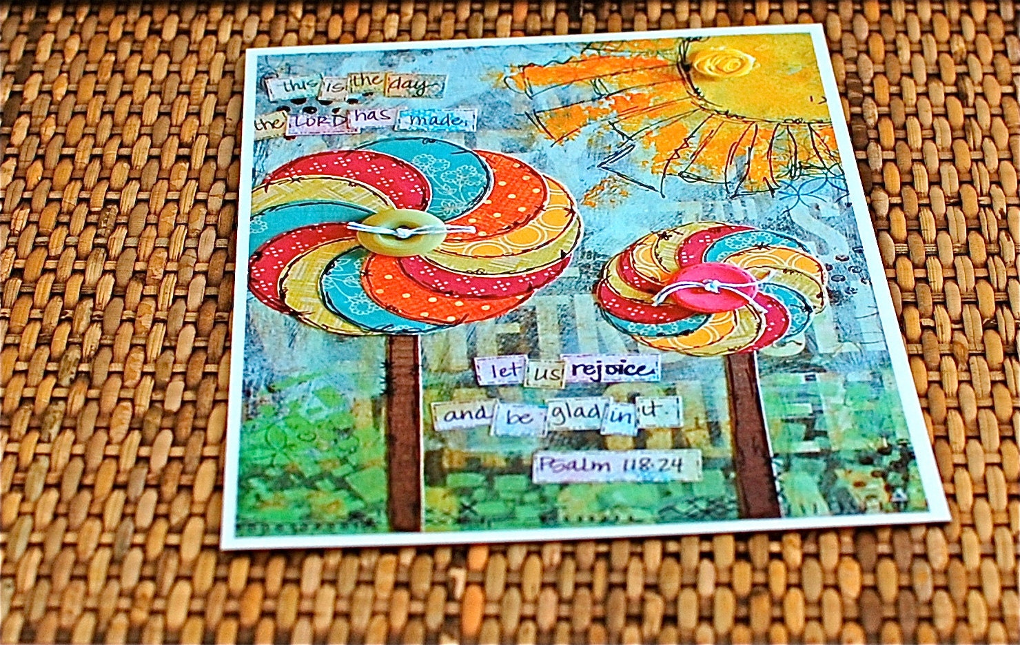 This is the day scripture pinwheel word art print - 5x7 mixed media