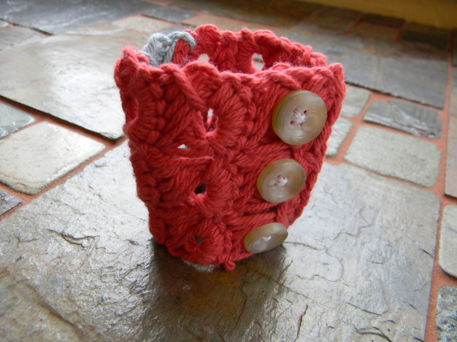 Cotton Crochet "Broom-Stick Lace" Cuff Bracelet