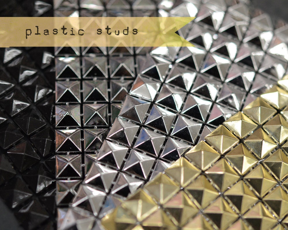 4 x 96 pcs - all four colors - Plastic Studs Sheet - Needs to be glued on - Pyramid Studs Plastic - iPhone case -Punk ROCK Biker Spikes