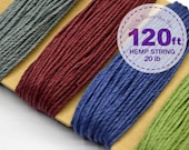 Hemp Cord, Dusty Pastel Color Assortment, 1 mm, 20lb, Bead Cord, Hemp Thread, Colored Hemp Twine