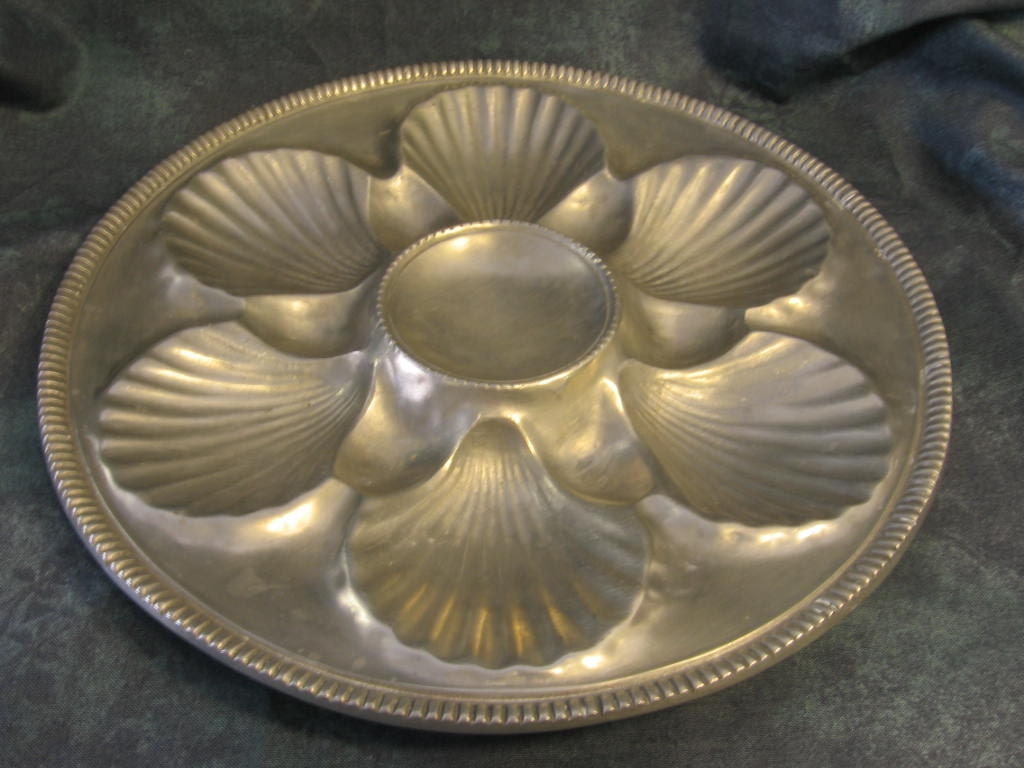 Vintage Pewter Oyster Plate from Belgium