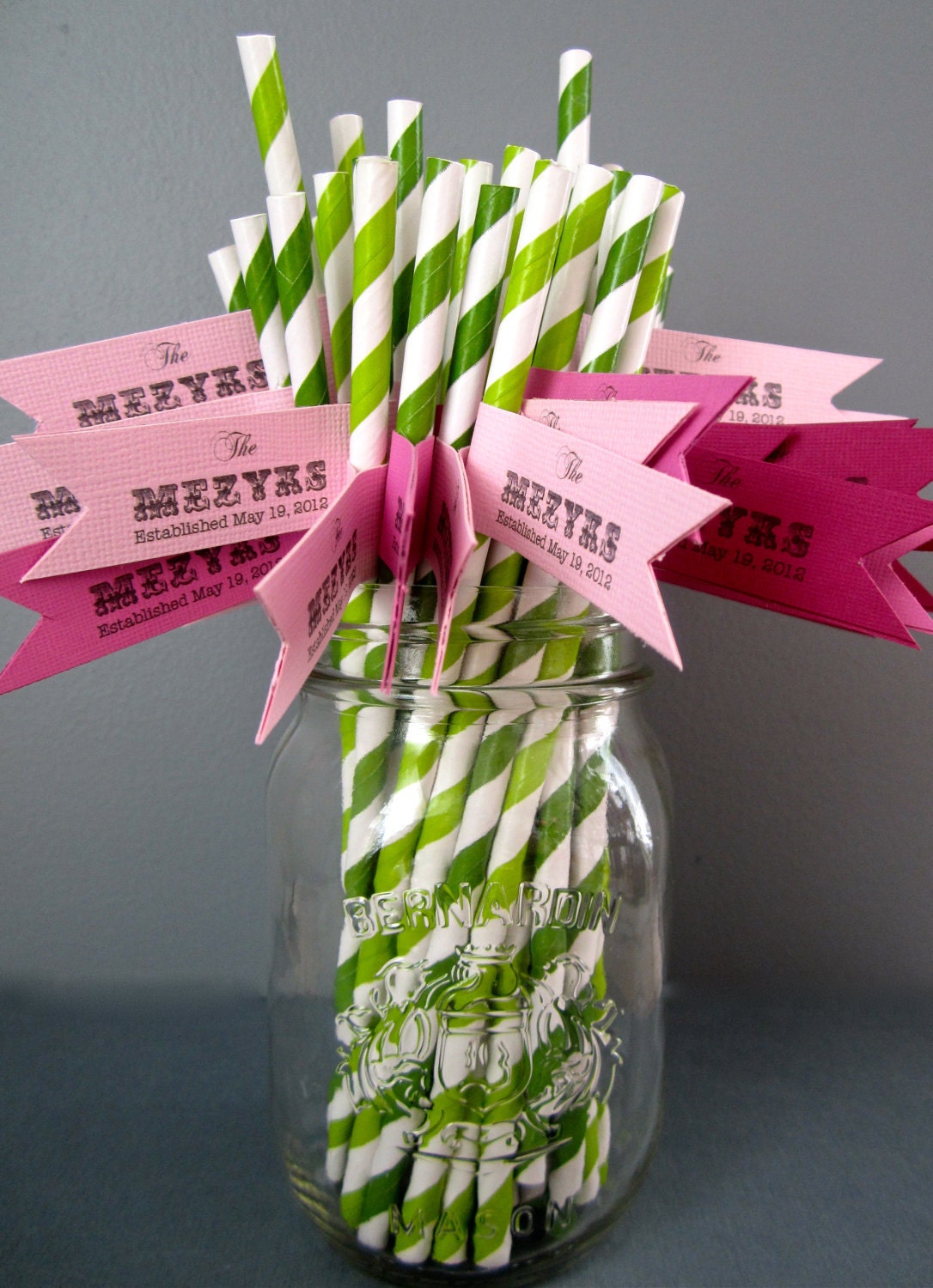 25 Custom Paper Straws With Flags/ Choose Your Colors/ Wedding