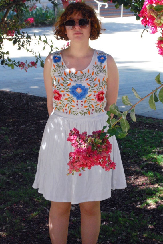 Colourful vintage Mexican embroidered dress