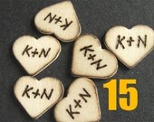 15 Wooden Hearts Custom Engraved Wood Tags Wedding Monogram Personalized Invitations Favors DIY wedding rustic wedding country barn wedding