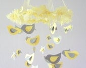 Modern Nursery Mobile- Yellow & Gray Bird Photography Prop,  Baby Shower Gift