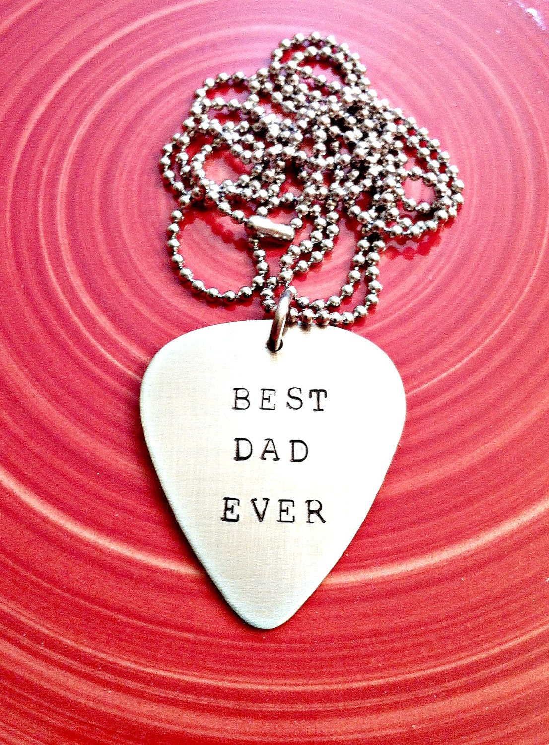Hand Stamped Guitar Pick Necklace - Personalized Mens Necklace - Stainless Steel - Custom Mens Jewelry - Dad, Father's Day, Groomsmen Gift