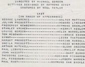 Walter Matthau Cast Sheet for play  One Bright Day 1952 Vintage