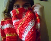 Chunky Extra-Long Super-Sized Multicolour Knitted Scarf / Gift-Wrapped Free of Charge