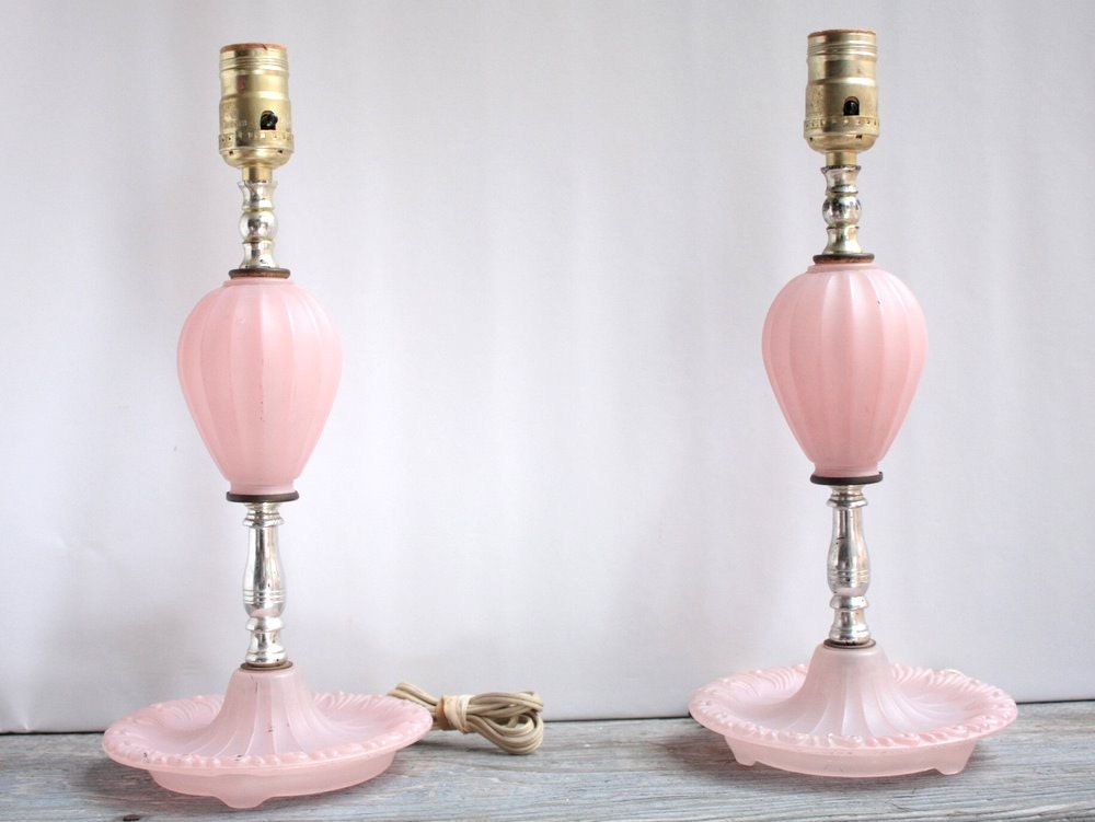 Expensive Table Lamps on Boudoir Glass Table Lamps  Vintage Lighting  Shabby Chic  Pale Pink