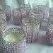 Votives - Set of 12-  Light Pink Mesh Bling Glass Votive Candles