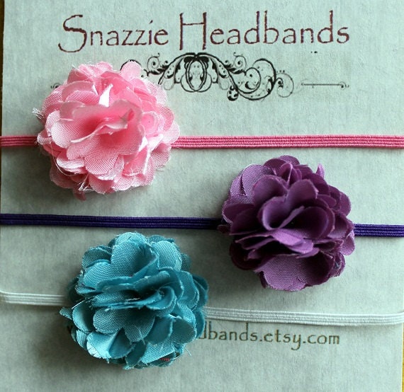 baby headband, baby girl headband,- set of 3 newborn headband,black headband,