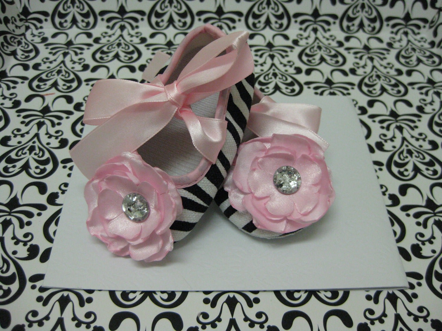 Baby girls zebra print baby shoes pink and by IssaBugsBoutique