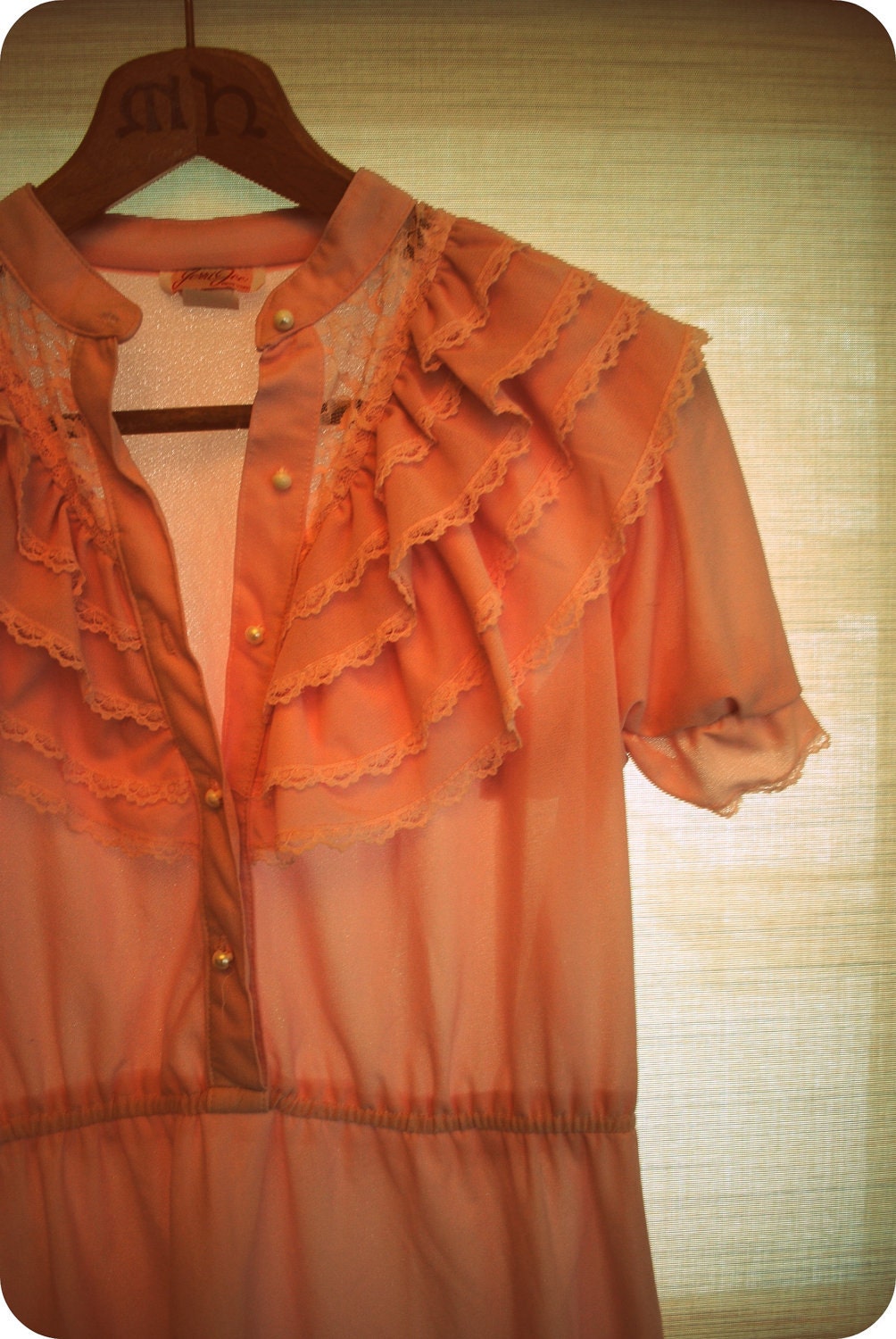 S A L E: 1980s Pale Pink Ruffle Dress