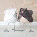 Wedding Cake Toppers Rustic Country Vintage Neutral Brown Tweed and White Love Birds, Soft Sculpture Textile Home Decor, Made to Order