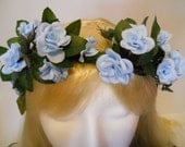 Flower Crown, Head Wreath, Blue, Rose, for Weddings, Bride, Flower Girls, Festivals, Hair Accessories, Rave, edm, Fairy, Renaissance Fairs
