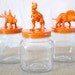 orange dinosaurs - animal jars - storage containers