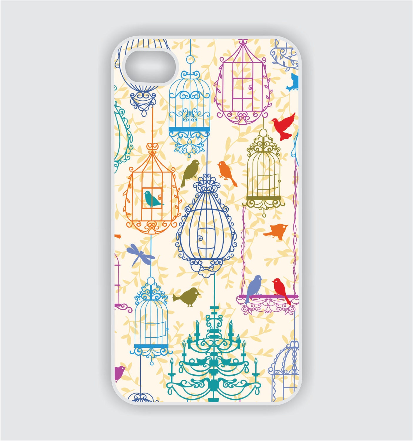 iPhone 4 Cover Case - Vintage Bird Cage Pattern -  iPhone Case, iPhone 4s Case, Cases for iPhone 4, Hard iPhone 4 Case (i1011)