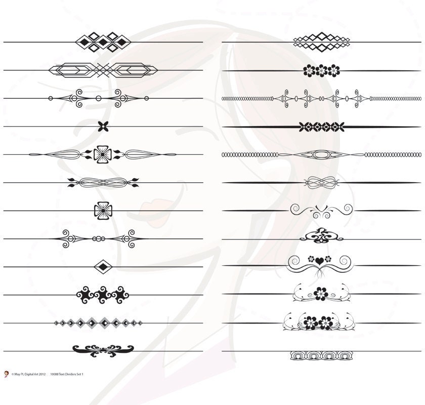 Digital Clipart Page Decoration Text Dividers Scrapbooking Embellishment Line Vintage Clip Art Design Elements INSTANT DOWNLOADS 10088