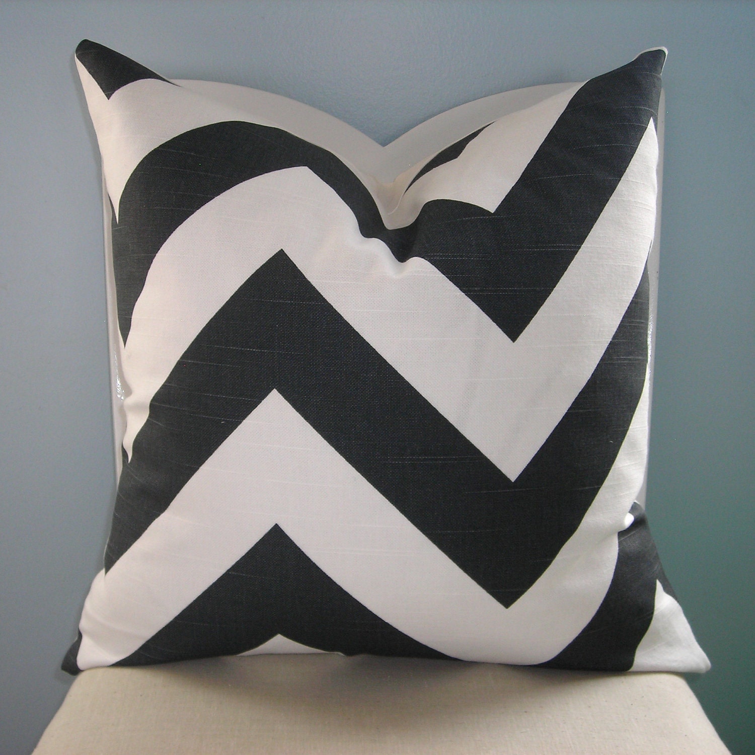 Premier Prints Zippy Slub Charcoal Chevron Pillow Cover 16 x 16