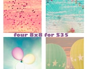 Set of four 8x8 photographs  - "Magical Day" - Nursery art - Carnival art - fine art prints - pastel colors - baby gift