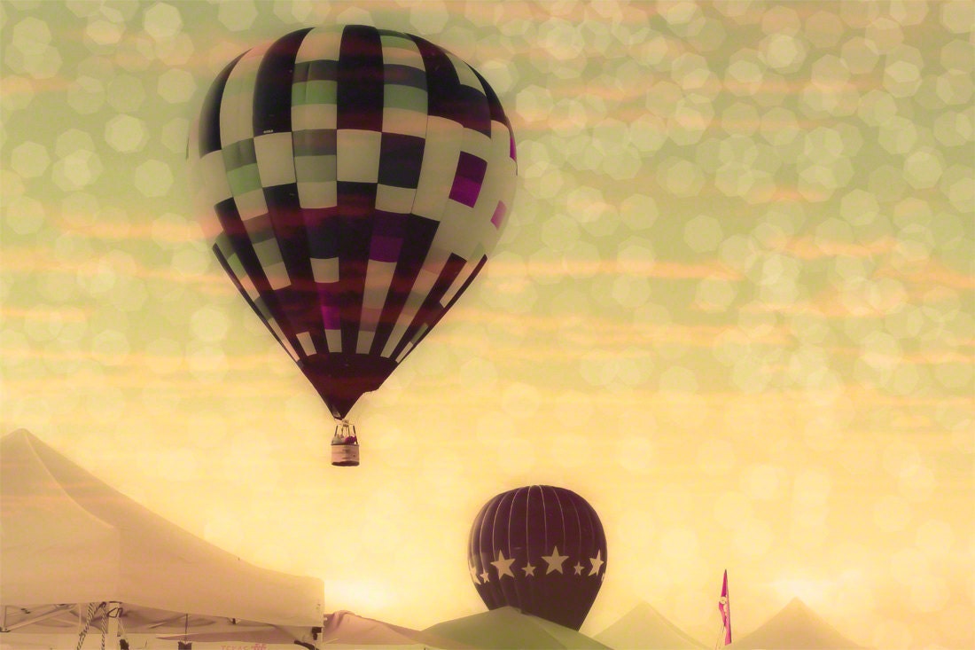 Hot Air Balloons 16x24 photograph - fine art print - whimsical vintage balloons - carnival photography - nursery art